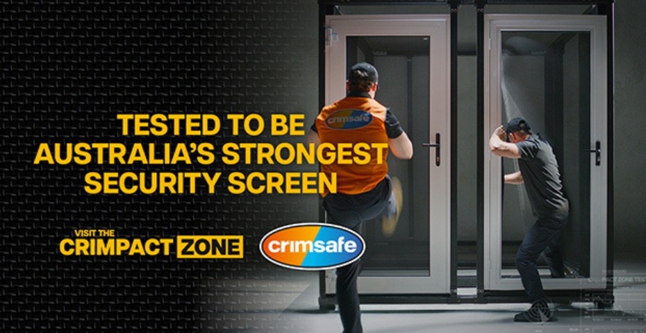 Crimsafe security screen door installed in a modern Canberra home
