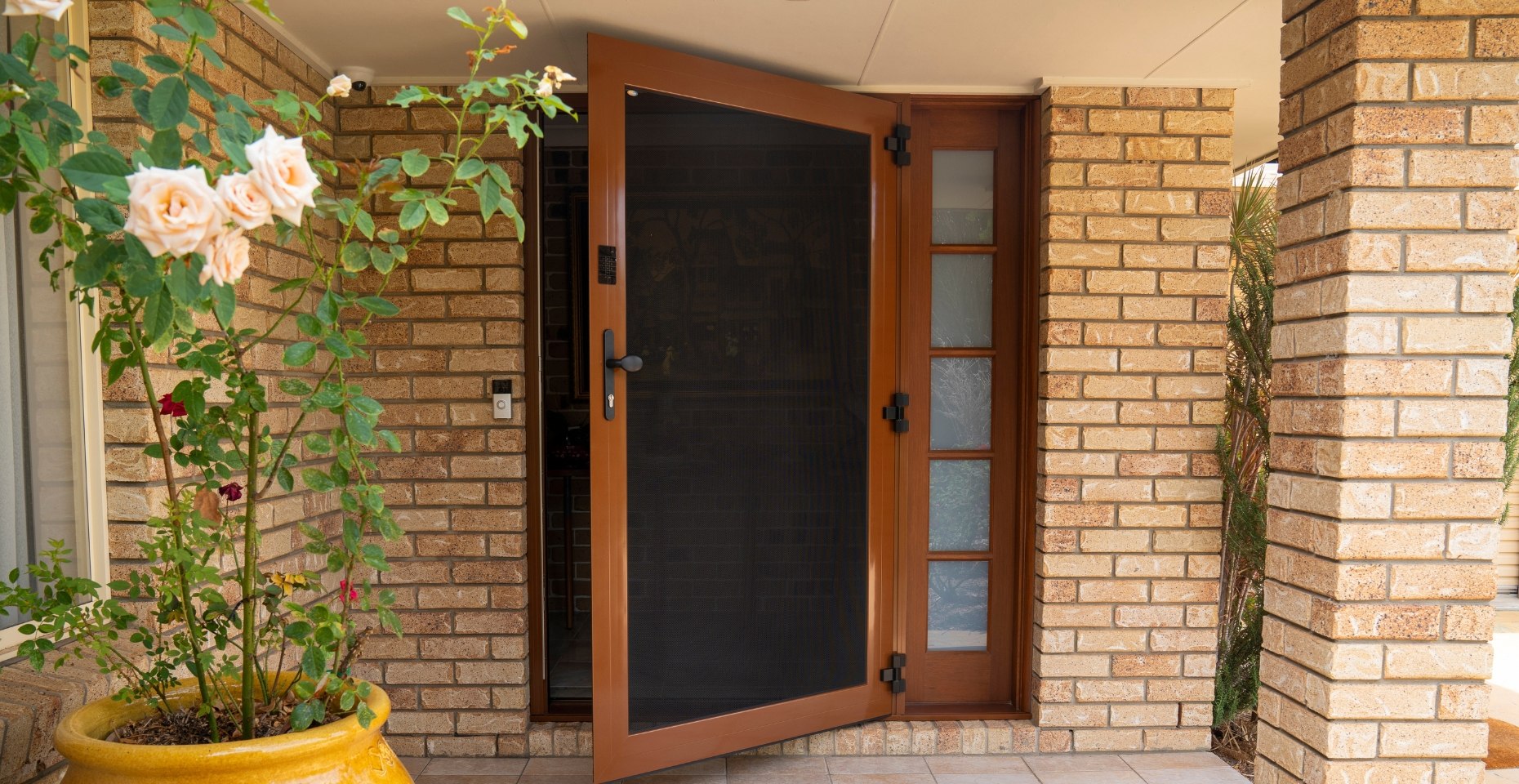 Crimsafe security door protecting a Canberra family home